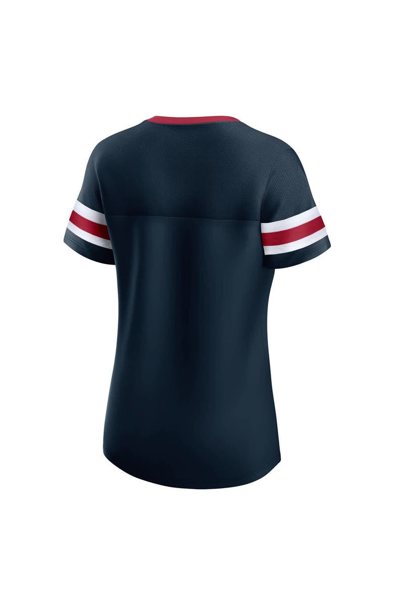 FANATICS Women's Fanatics Navy Houston Texans Iconic Bling Athena Lace-Up V-Neck T-Shirt, Alternate, color, 
