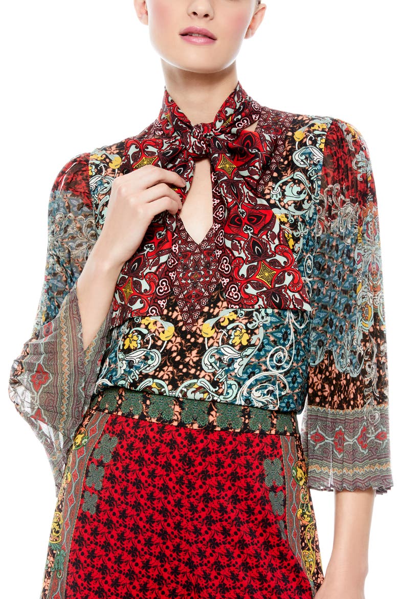 Elaina Tie Neck Paisley Blouse, Main, color, ALWAYS FOREVER MULTI/ COMBO