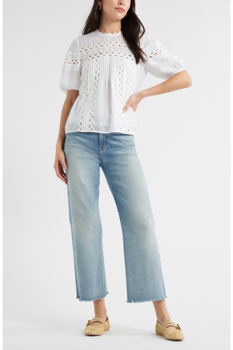 Rickrack Trim Popover Top, Alternate, color, WHITE