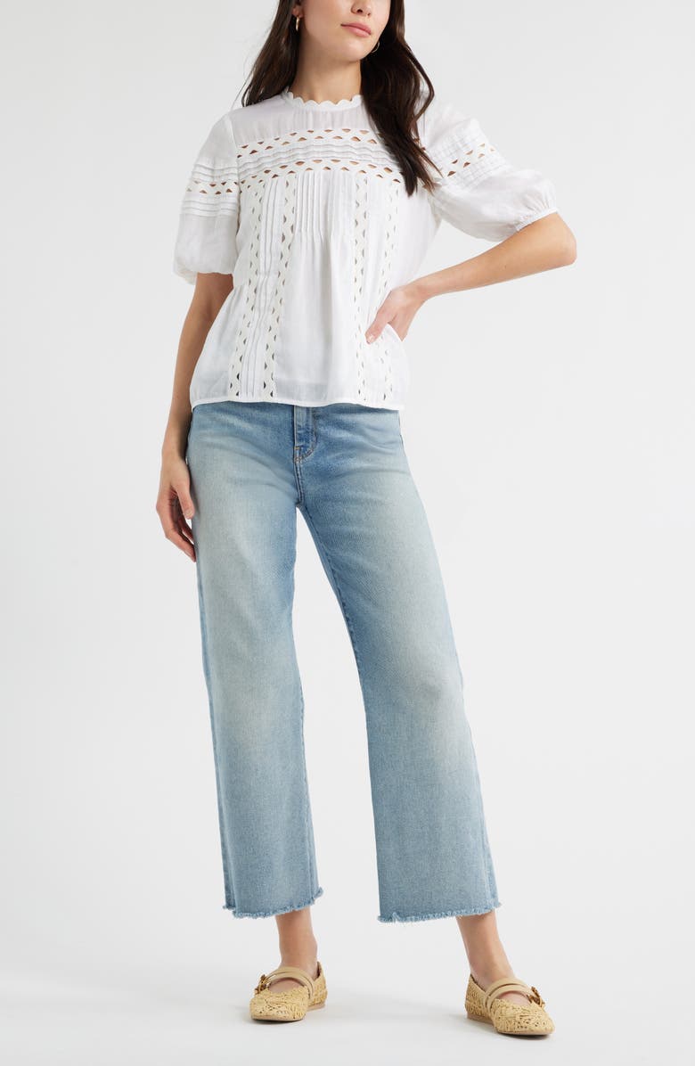 Caslon<sup>®</sup> Rickrack Trim Popover Top, Alternate, color, White