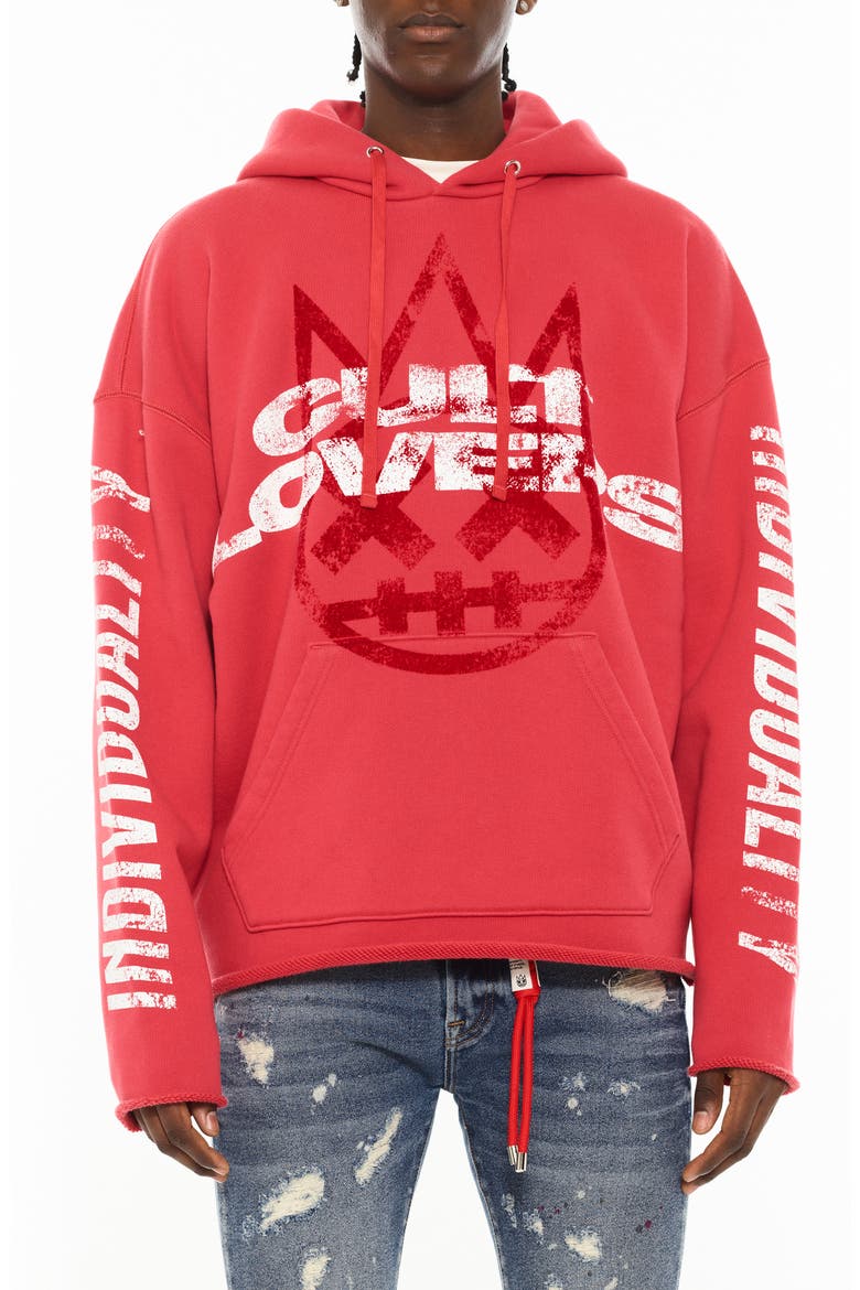 Novelty Cotton Graphic Hoodie, Main, color, ROUGE RED