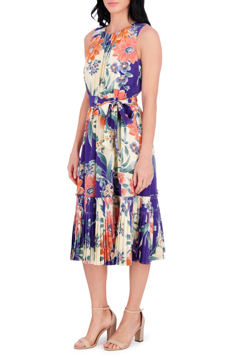 Kensie Sleeveless Print Midi Dress, Alternate, color, Ivory Multi