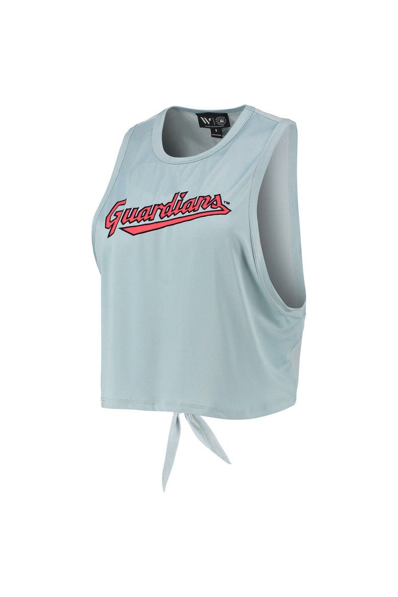 Women's The Wild Collective Light Blue Cleveland Guardians Open Back Twist-Tie Tank Top, Alternate, color, Blue