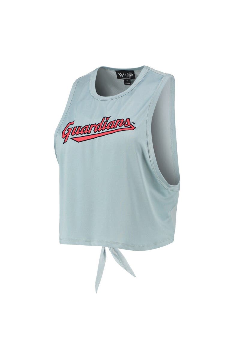 THE WILD COLLECTIVE Women's The Wild Collective Light Blue Cleveland Guardians Open Back Twist-Tie Tank Top, Alternate, color, Blue