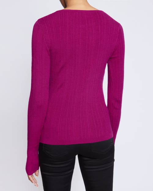 Santorelli Ribbed Keyhole Sweater In Magenta