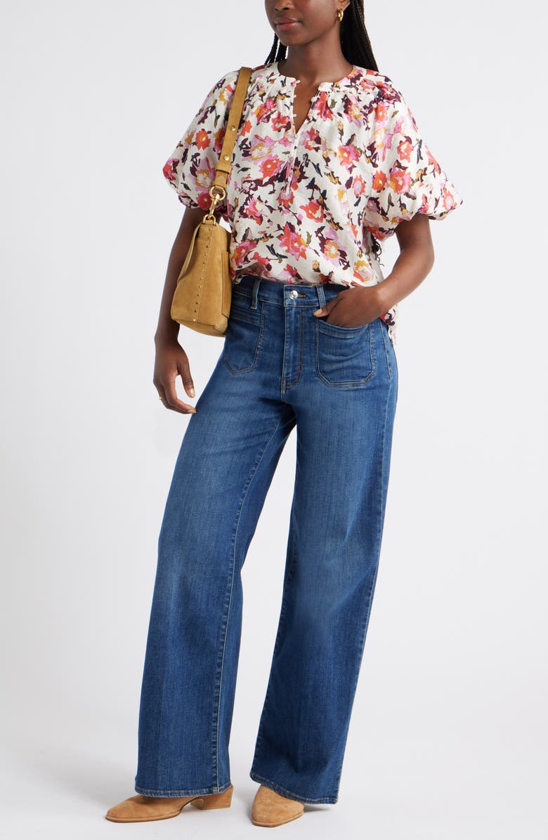 Caslon<sup>®</sup> Puff Sleeve Top, Alternate, color, Ivory Pristine Ophelia Floral