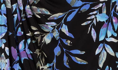 Connected Apparel Flutter Sleeve Faux Wrap Dress In Periwinkle