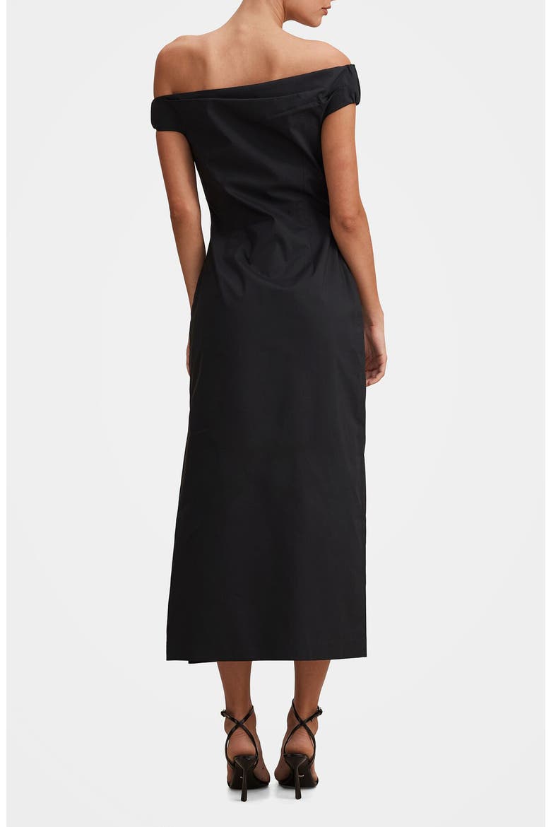 Nicole One-Shoulder Cotton Dress, Alternate, color, BLACK
