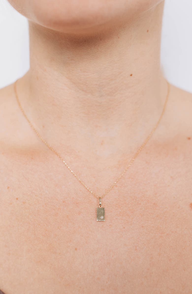 Anzie Love Letter Dog Tag Pendant Charm, Alternate, color, Gold/ Diamond