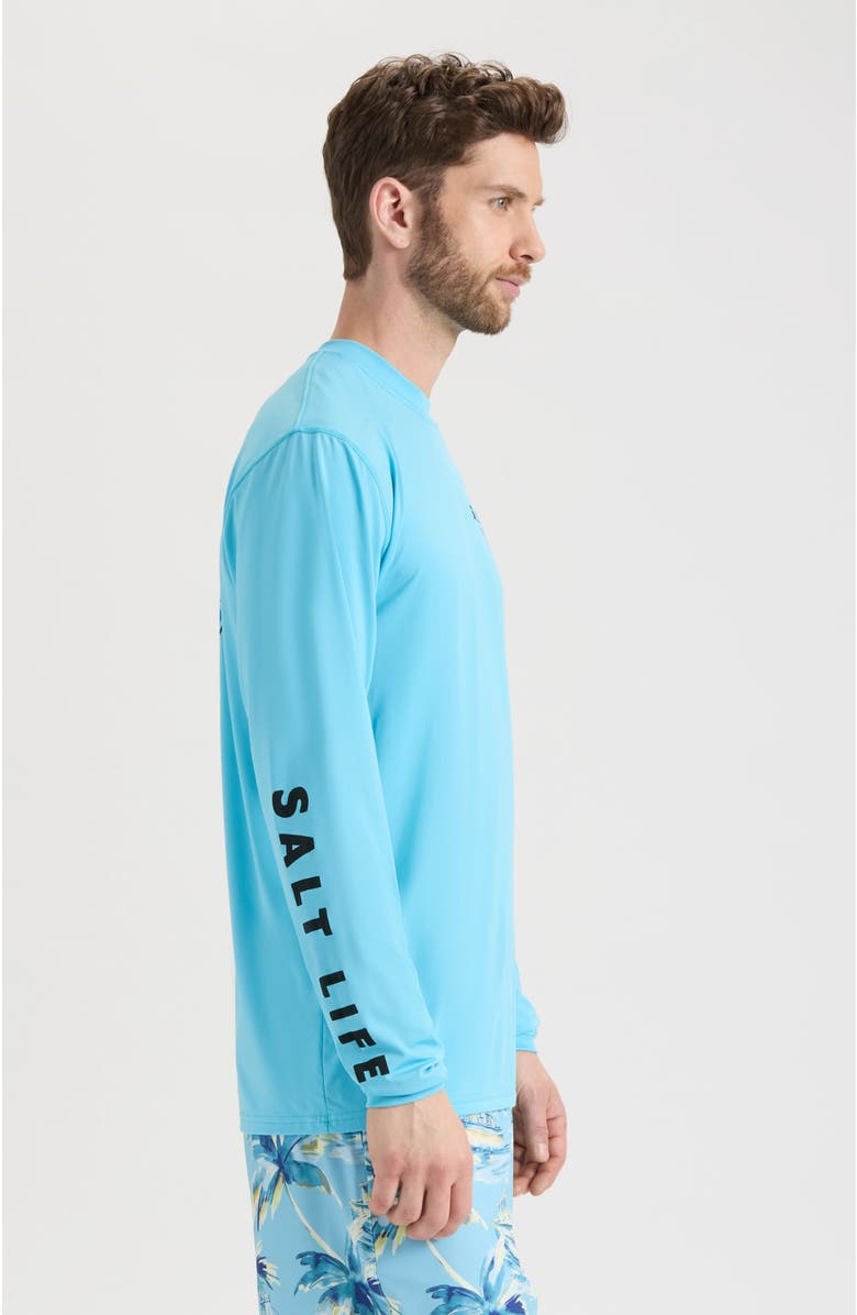Salt Life Nothin' But Bite Long Sleeve Performance Tee, Alternate, color, Cyan Heather