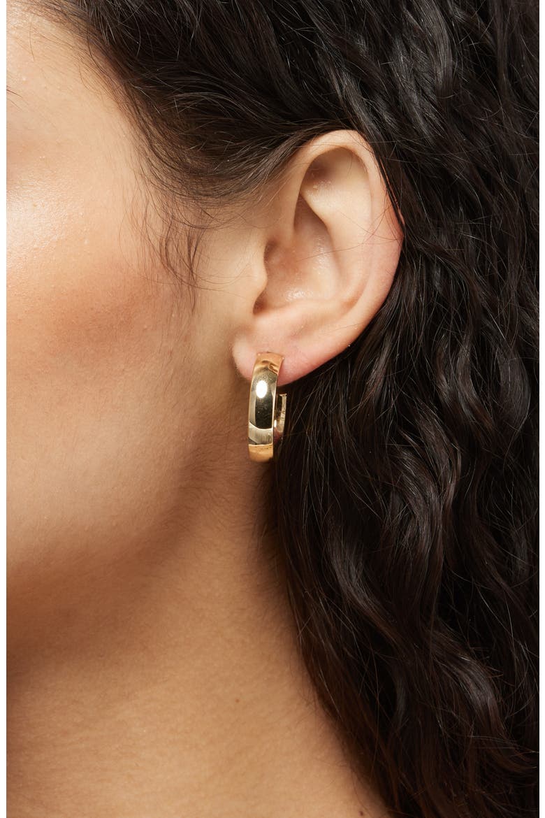 14K Gold Curved Hoop Earrings, Alternate, color, YELLOW