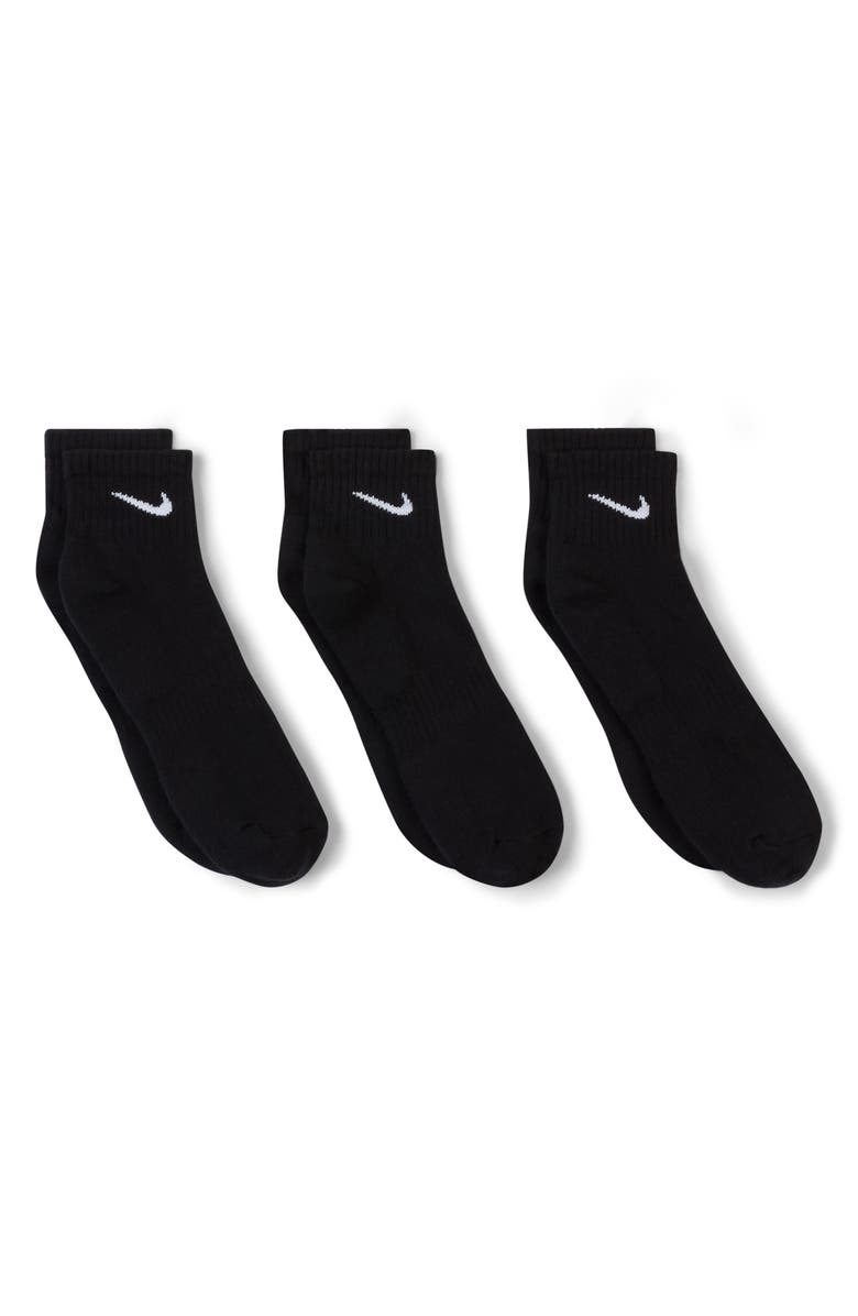 Nike Kids' Assorted 3-Pack Dri-FIT Everyday Cushioned Ankle Socks, Alternate, color, Black/ White