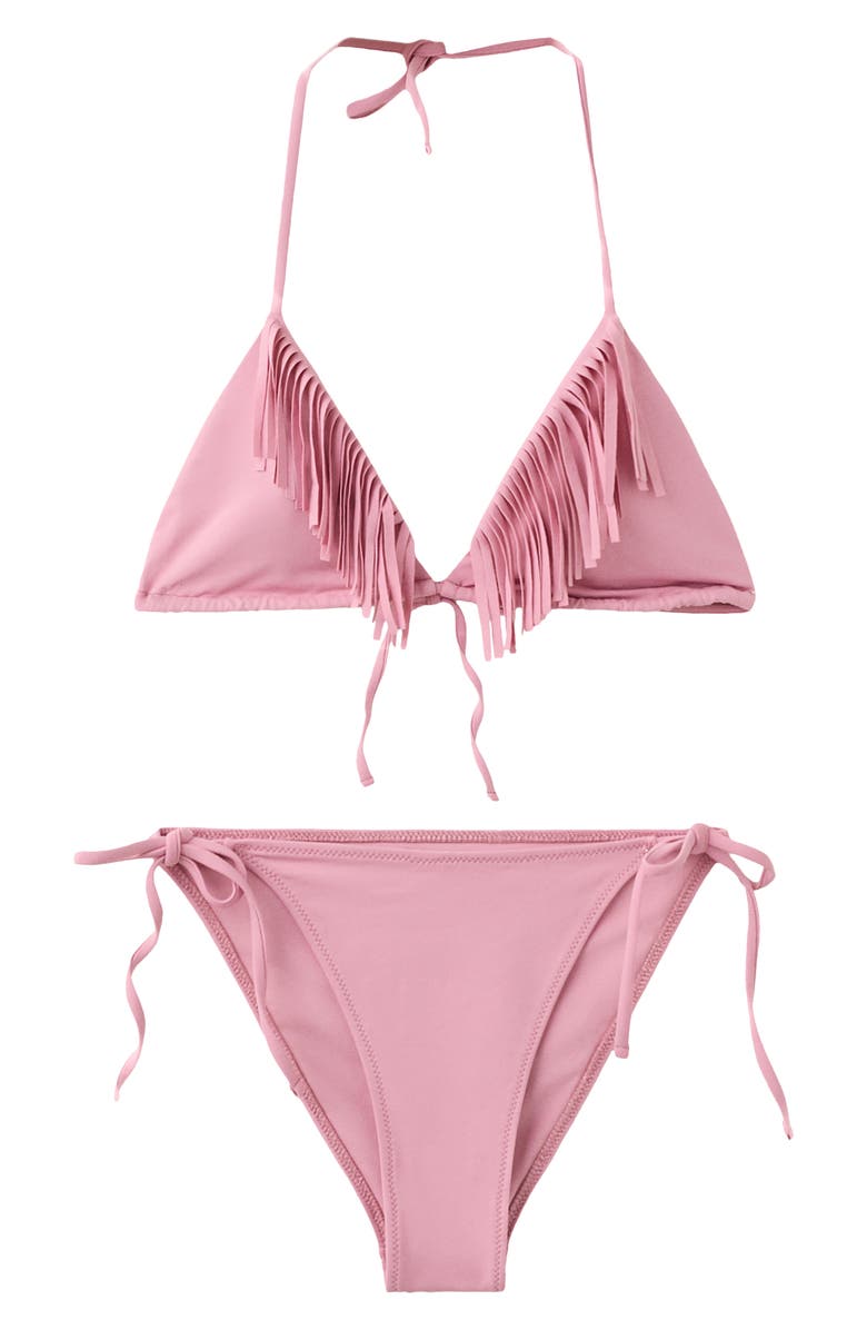 MANGO TEEN Fringe Two-Piece Swimsuit, Alternate, color, Pink