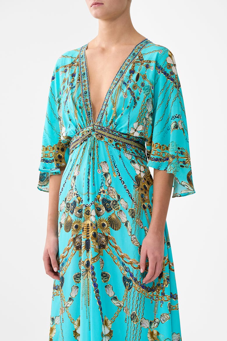 Twist Front Waisted Dress, Alternate, color, Totems And Treasures