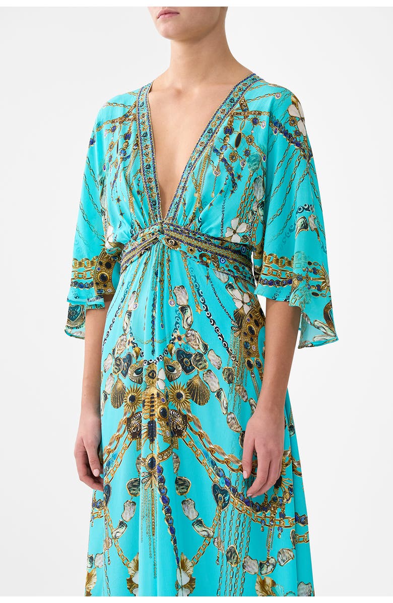 Camilla Twist Front Waisted Dress, Alternate, color, Totems And Treasures