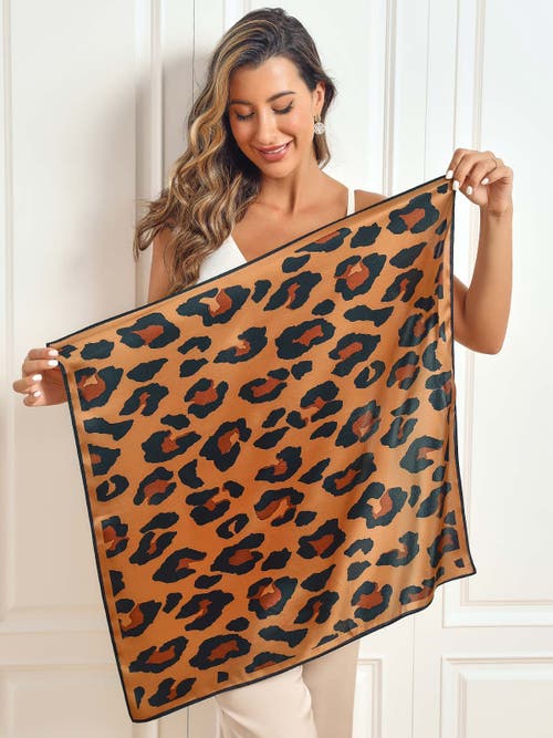 Silksilky Pure Silk Printed Square Scarf In Brown