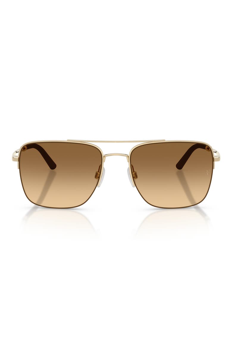 Roger Federer 56mm Semirimless Pilot Sunglasses, Main, color, GOLD / AMBER GRADIENT
