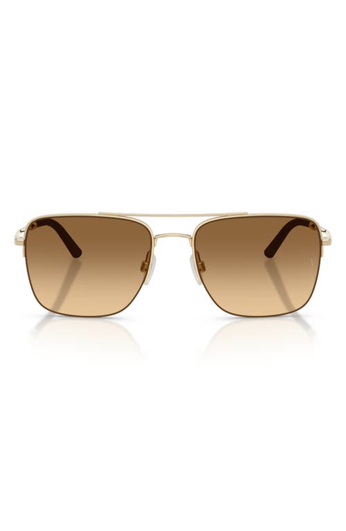 Oliver Peoples Roger Federer 56mm Semirimless Pilot Sunglasses In Gold