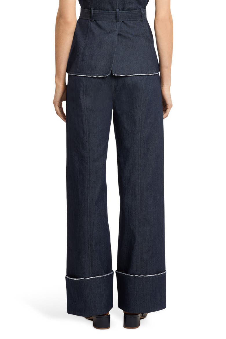 Dorot Twisted Trim Wide Leg Jeans, Alternate, color, INDIGO