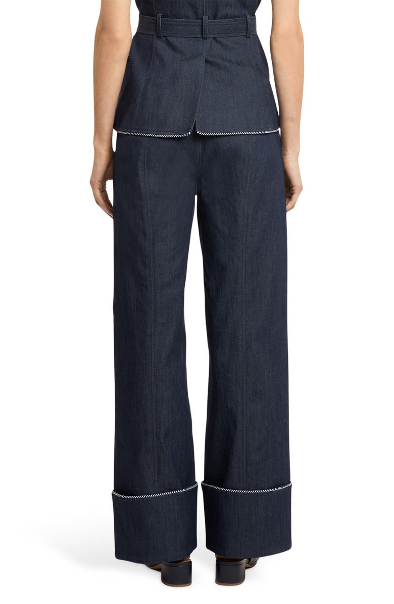 Cinq à Sept Dorot Twisted Trim Wide Leg Jeans, Alternate, color, Indigo