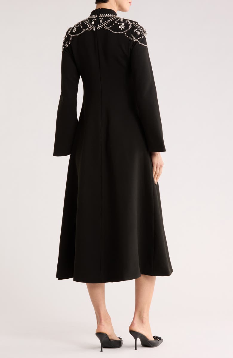 Simkhai Odetta Bell Sleeve Midi Dress, Alternate, color, Black