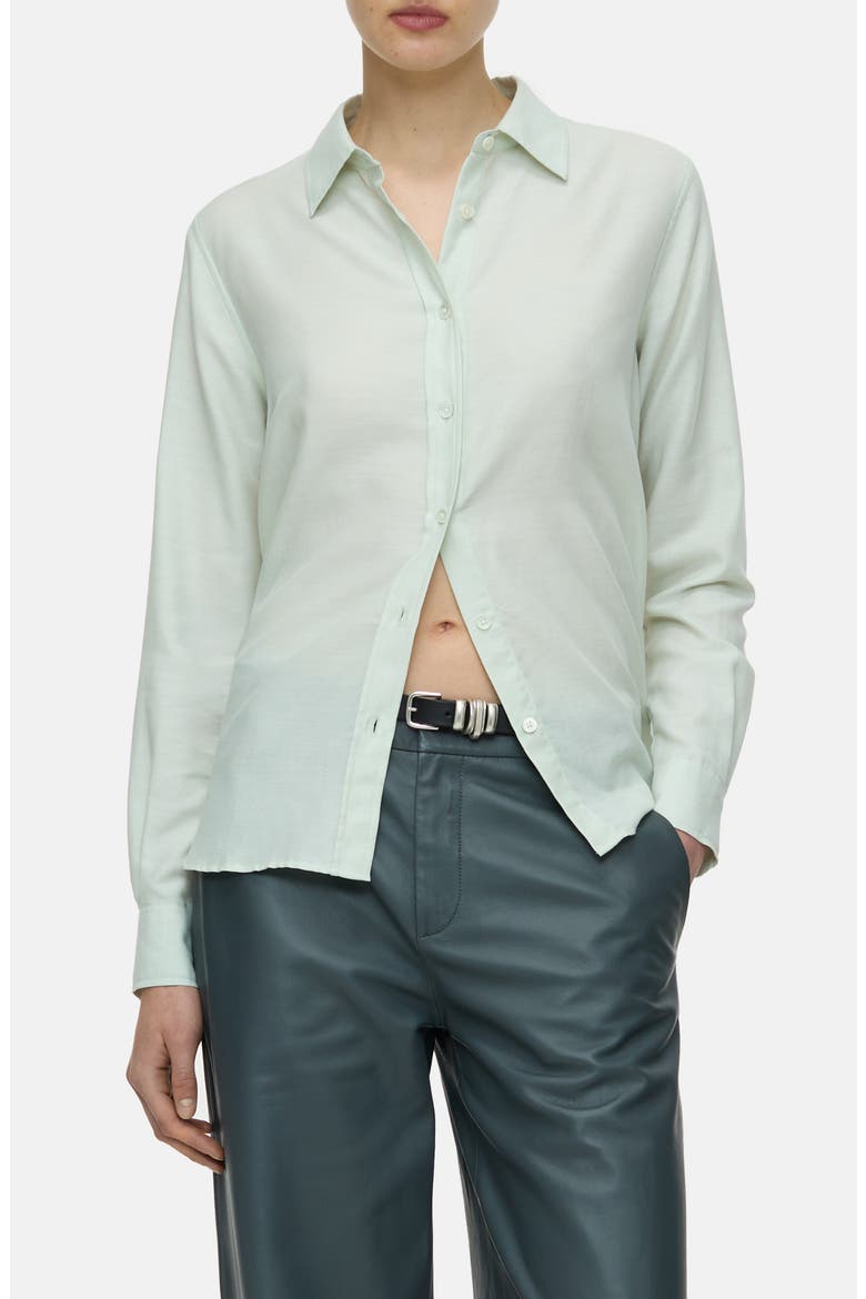 Cotton & Cashmere Blend Button-Up Shirt, Main, color, GIADA GREEN
