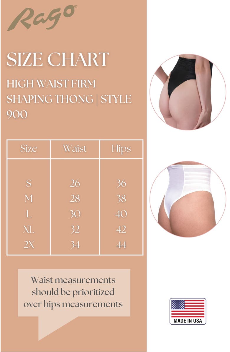 Rago Firm Shaping High Waist Thong, Alternate, color, Black