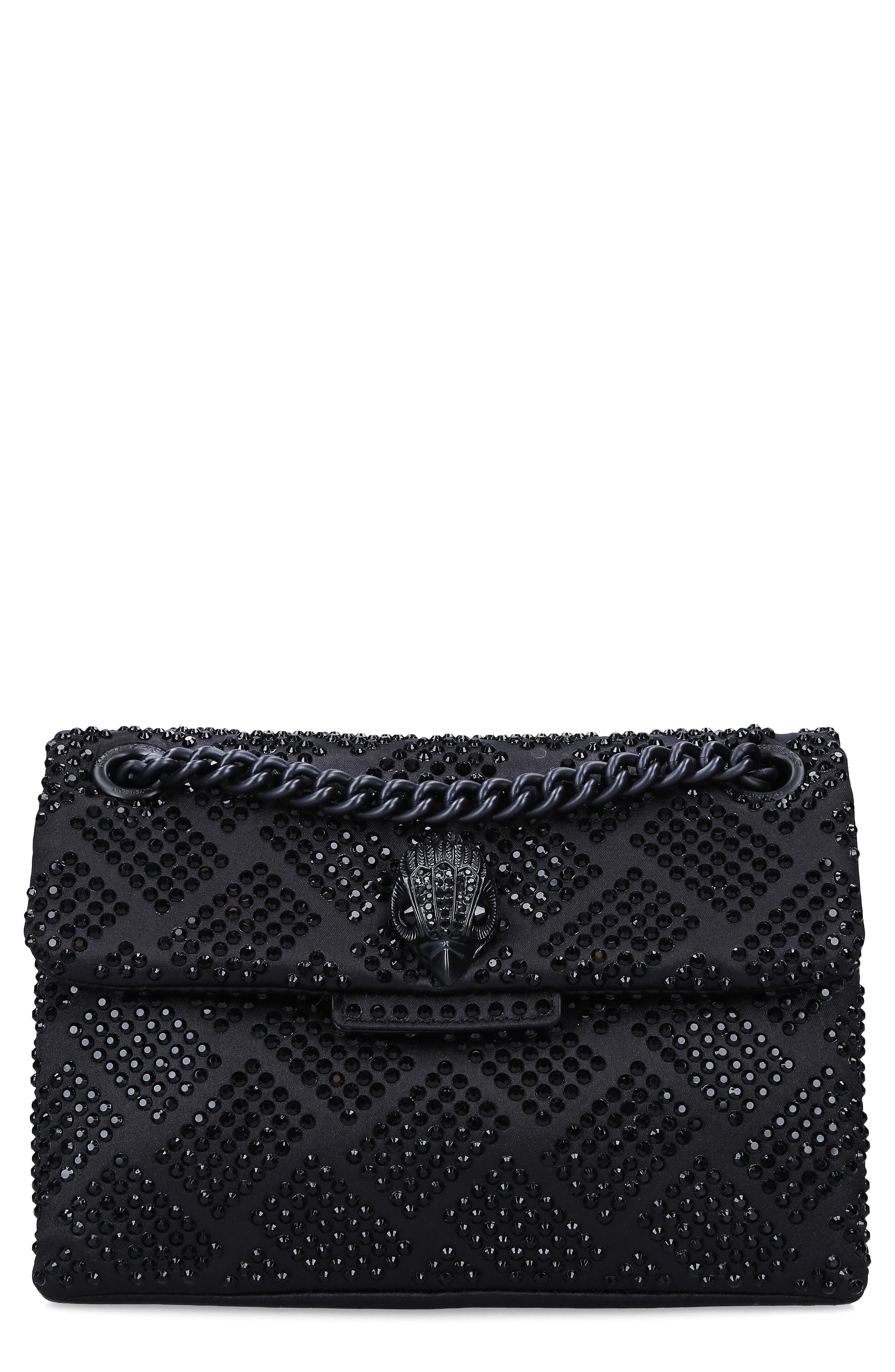 Kurt Geiger London Mini Kensington Embellished Fabric Convertible Crossbody Bag, Main, color, Black