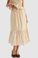 All in Favor Polka Dot Tiered Midi Skirt