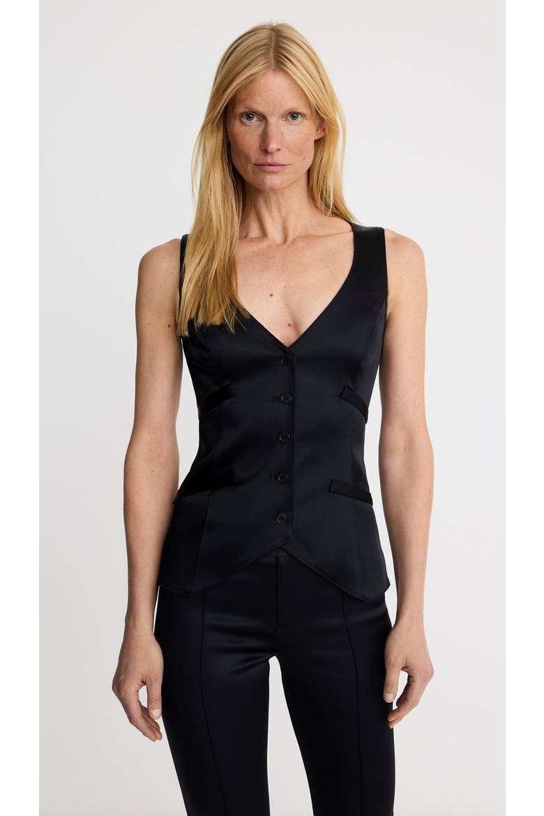 Tuxedo Waistcoat, Main, color, Black Satin
