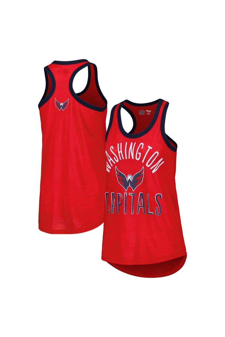 Women's G-III 4Her by Carl Banks Red Washington Capitals First Base Racerback Scoop Neck Tank Top, Main, color, Red