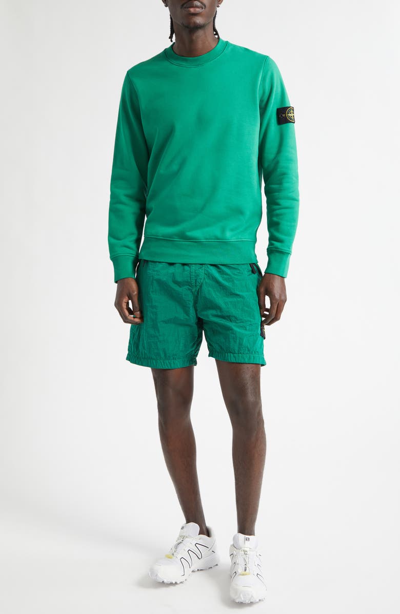 Stone Island Crinkled Nylon Shorts, Alternate, color, Malachite