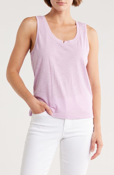 Notched Scoop Neck Tank Top
