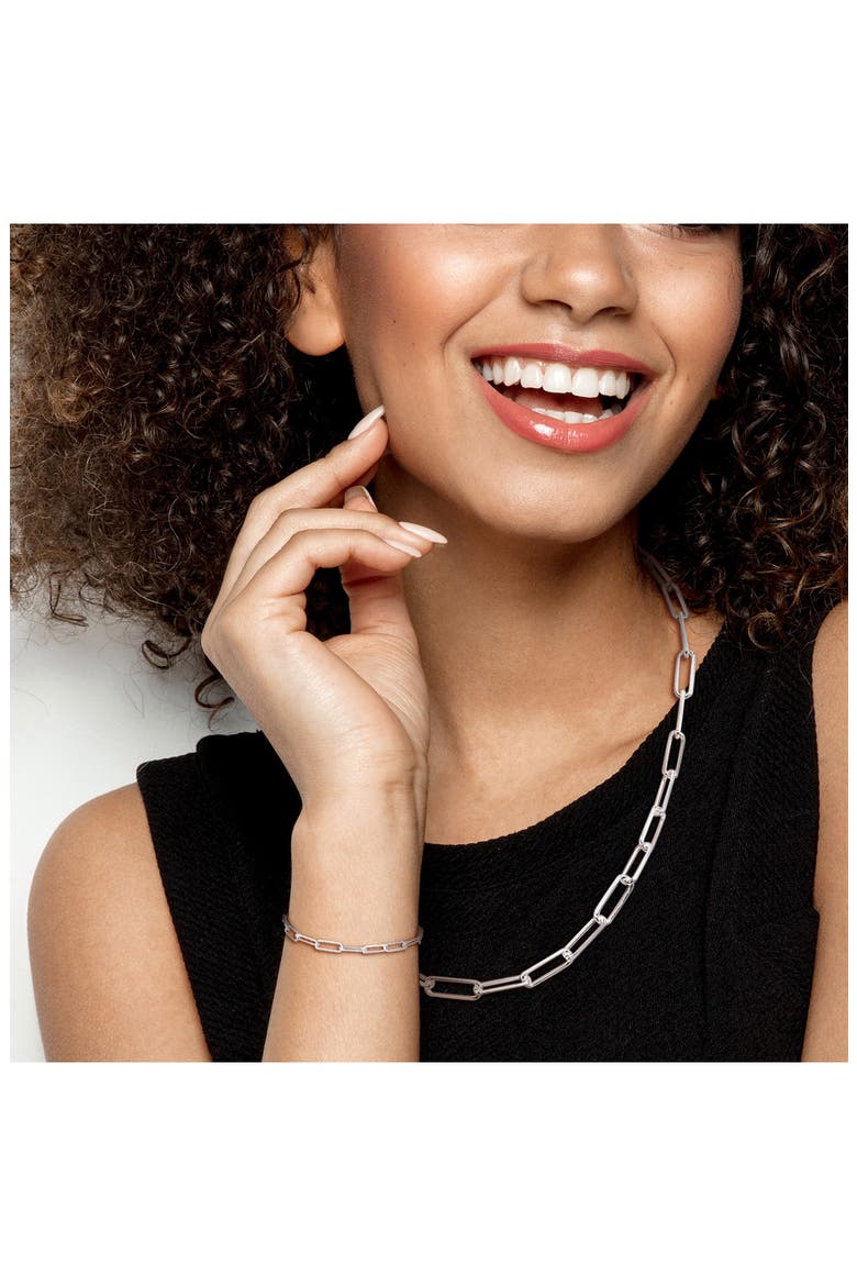 Diamond Cut Paperclip Necklace & Bracelet Set, Alternate, color, SILVER