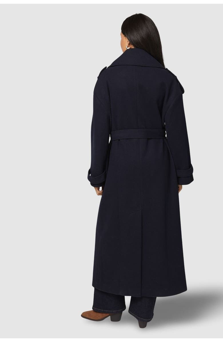 Wallis Wide Lapel Trench Coat, Alternate, color, Navy