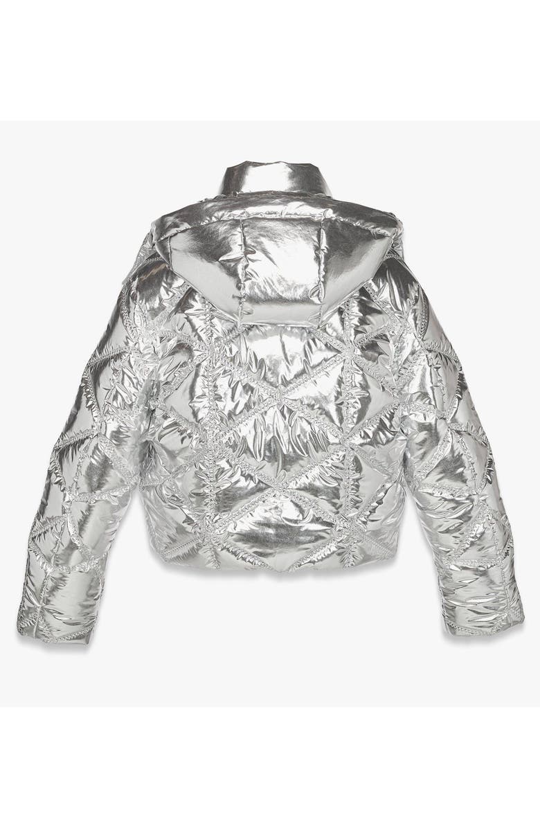 MCM Apres-Ski Quilted Puffer Jacket in Metallic Polyester, Alternate, color, Silver
