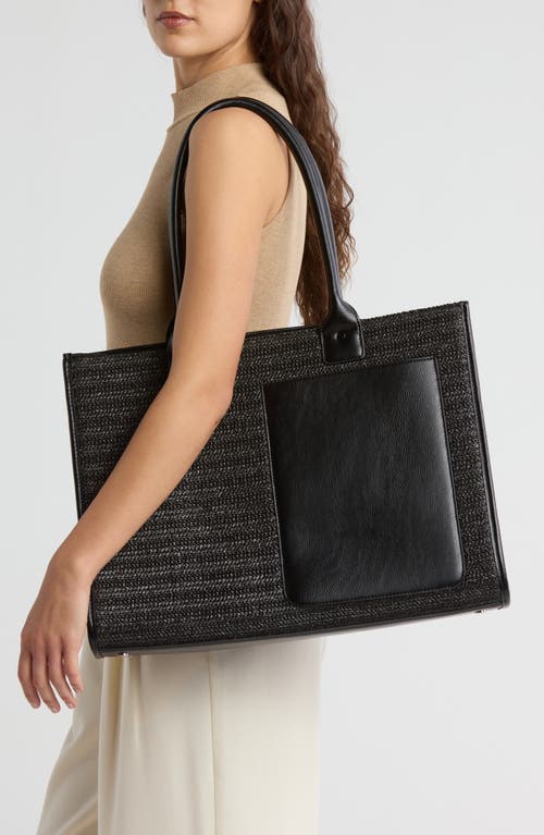 Bcbg Straw Tote Bag In Black