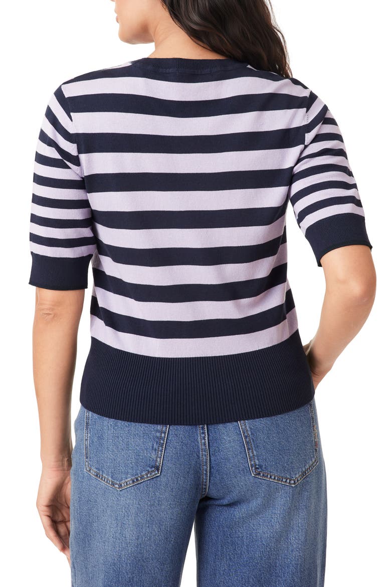 Crewneck Short Sleeve Sweater, Alternate, color, SKY CAPTAIN/ LAVENDER STRIPE