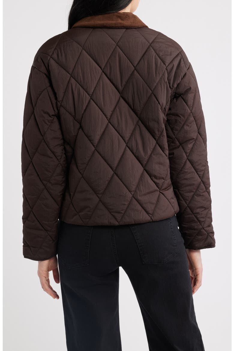Quilted Crop Jacket, Alternate, color, DARK BROWN