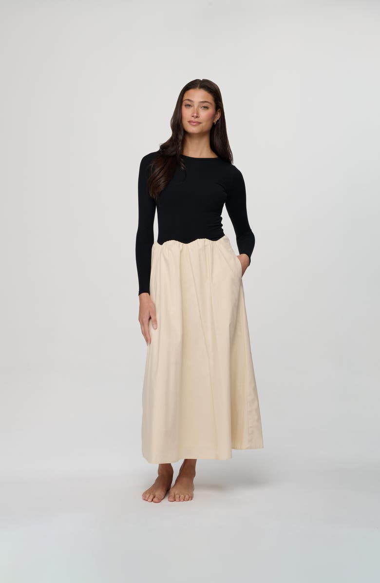 By Tess Collection Brynn Dress, Main, color, Black / Cream