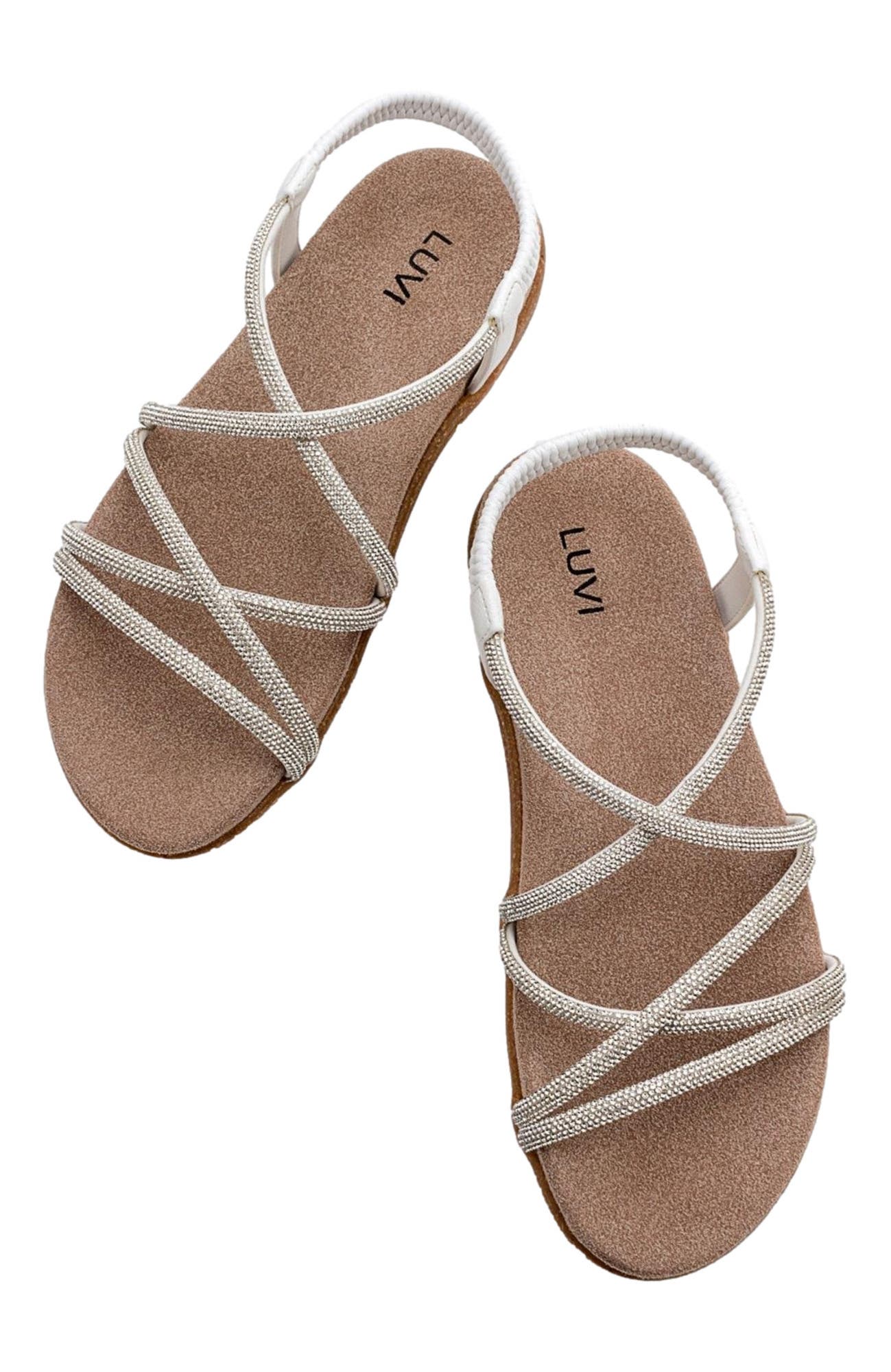 Ever Embellished Sandal, Alternate, color, White Faux Leather
