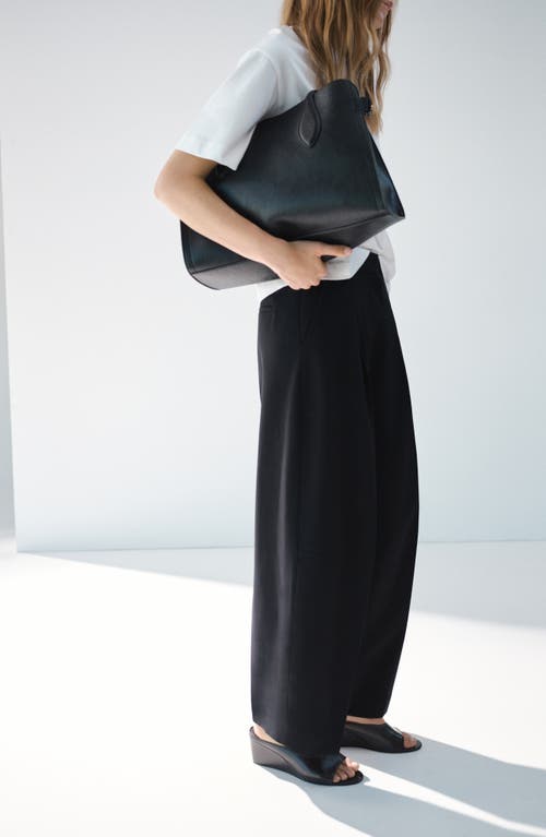Mango Pleated Wide Leg Pants In Black
