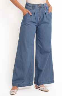 Petal & Pup Rosalee Pleated Chambray Wide Leg Pants