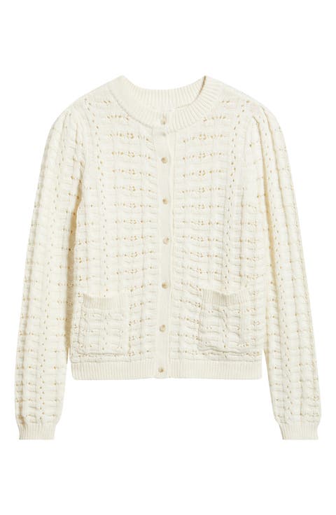 Pointelle Stitch Cotton Cardigan