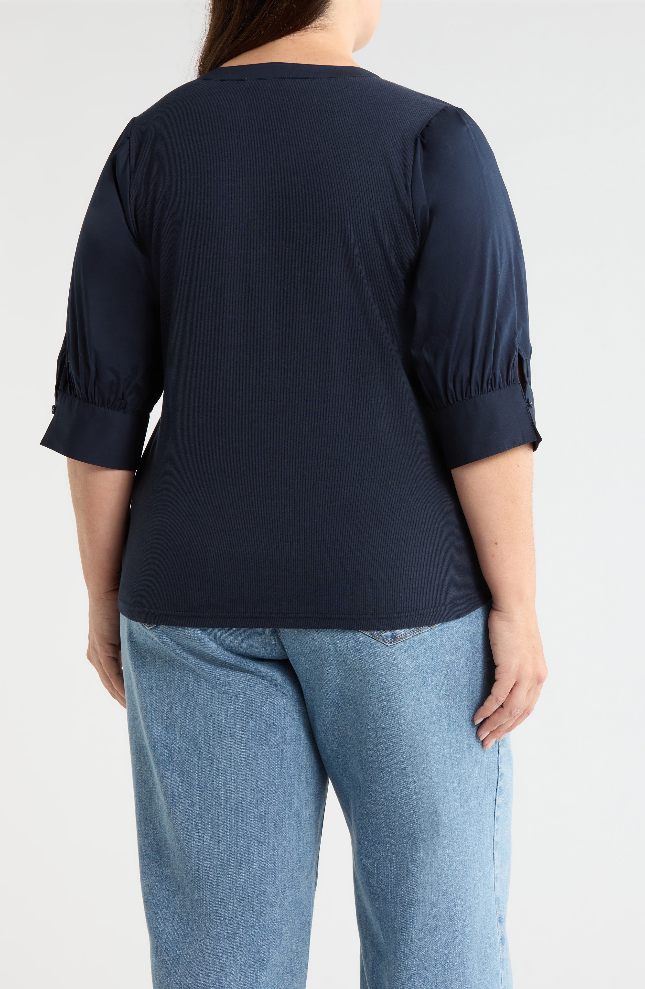 Mixed Media Puff Sleeve Top - image 4