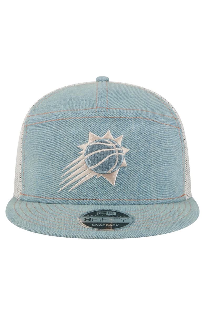 New Era Men's New Era Phoenix Suns Adventure Denim Split Panel 9FIFTY Snapback Trucker Hat, Alternate, color, Denim