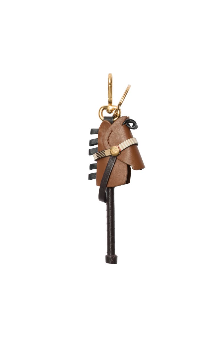 Burberry Leather Hobby Horse Charm, Alternate, color, Hazel Brown