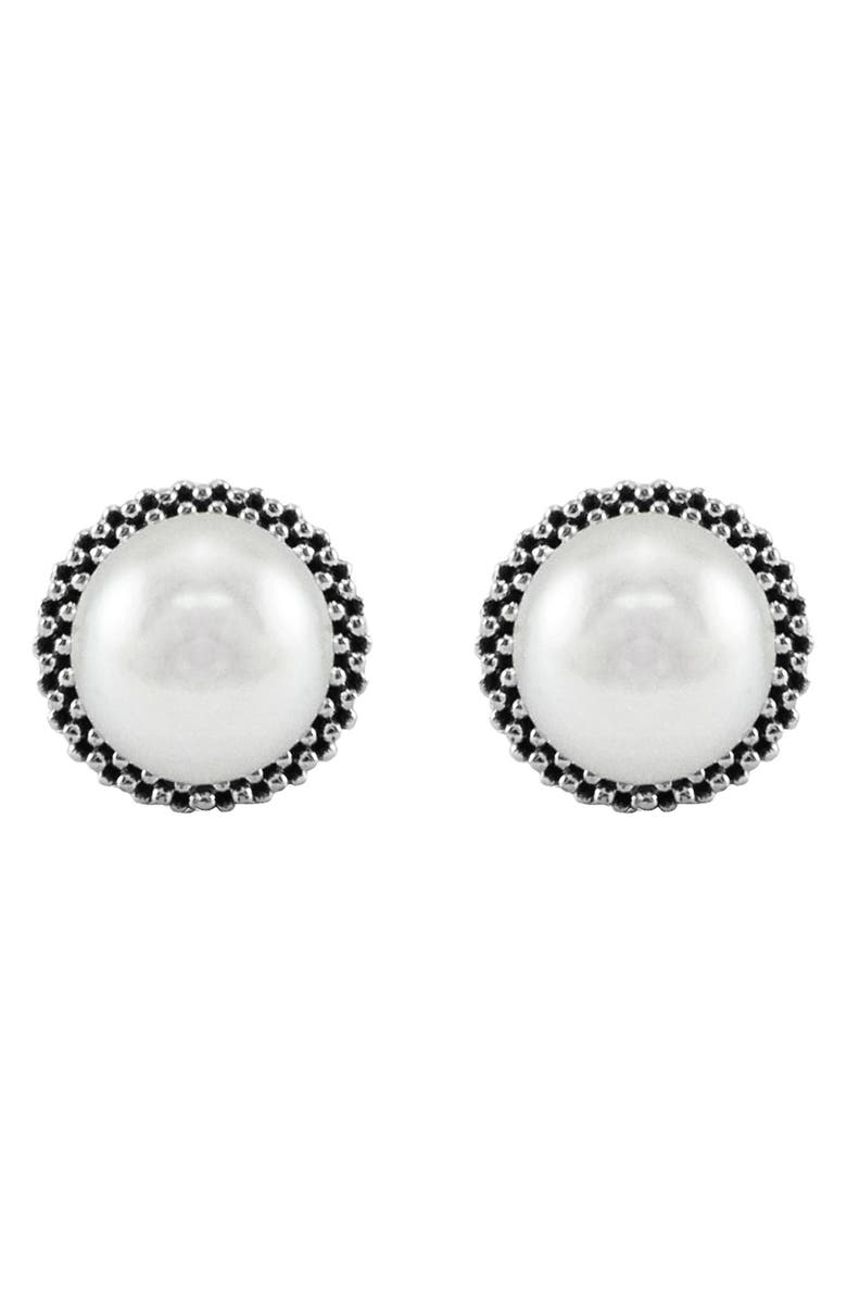 LAGOS Luna Pearl Stud Earrings, Alternate, color, Silver/ Pearl