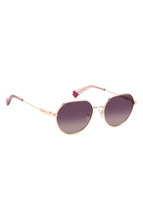 Polaroid 54mm Polarized Rectangular Sunglasses In Gold Violet/burgundy Polar
