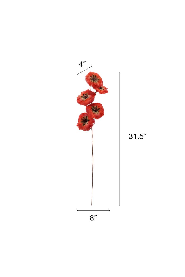 Artisan Feather Flower Stem, Alternate, color, Red